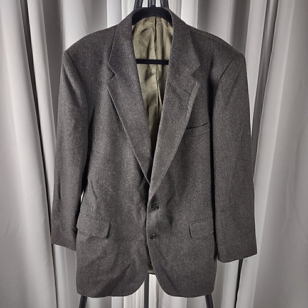 Merit Men's Brown, Two Button, Tweed Sport Coat, Blazer, Jacket. Size 44R